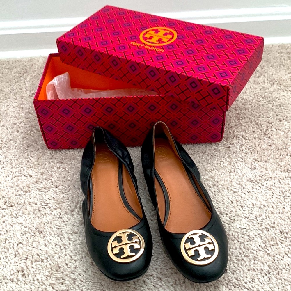 Tory Burch Benton 2 Ballet Scrunch Back Napa Leather